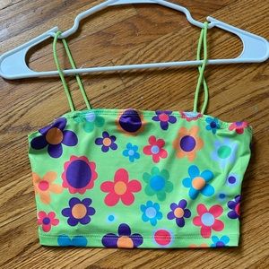 Cropped flower tank top